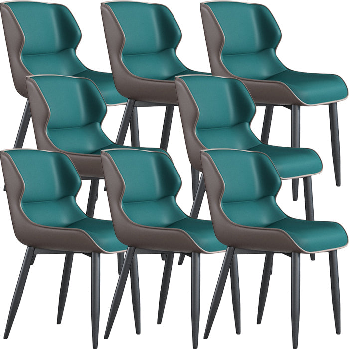 Modern Wingback Side Chair Faux Leather Armless Dining Chairs