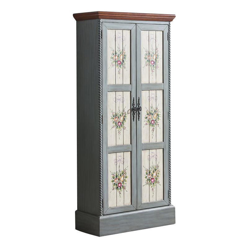 Coastal Cabinet with Hinged Door Wood Matte Finish Storage Cabinet 31"L x 22"W x 71"H Gray Blue Clearhalo 'Armoires & Wardrobes' 'armoires_wardrobes' 'Bedroom Furniture' 'furn' 'furn_armoires_wardrobes' 'Furniture' 5544232