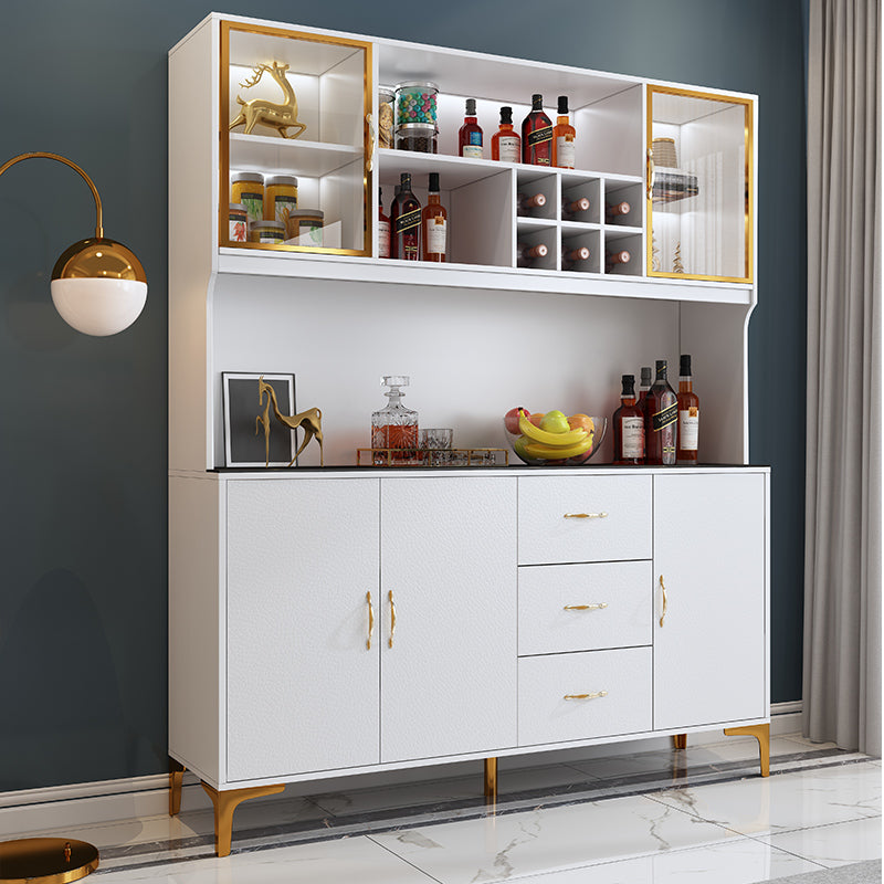 Sideboard moderna cornice in legno e calore superiore in pietra con porta per la cucina