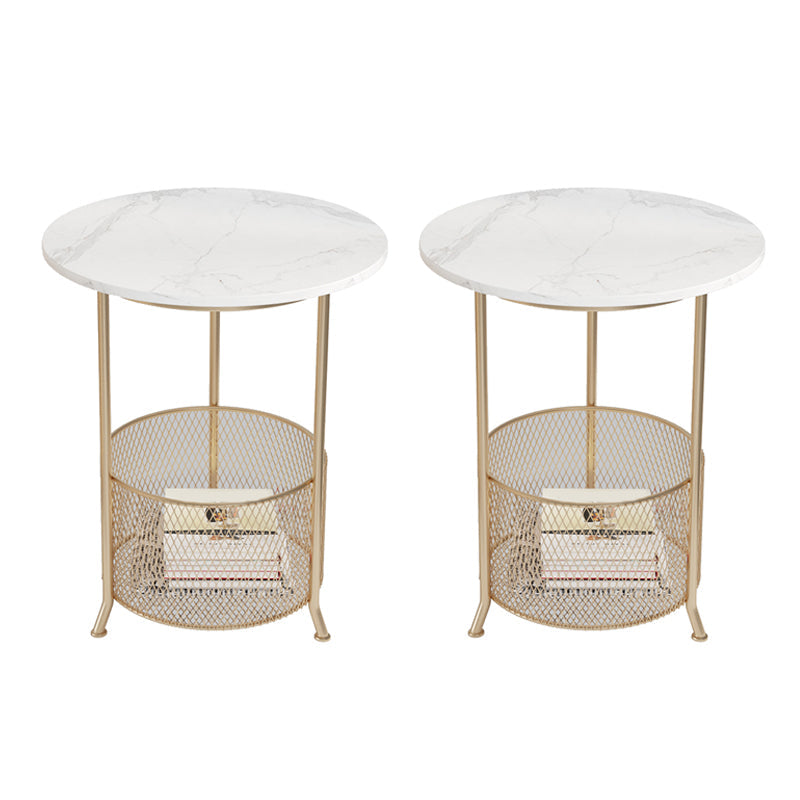 Moderno 21,6 "tavolo laterale superiore rotondo in ardesia rotondo in ferro 3 gambe tavolino con archiviazione