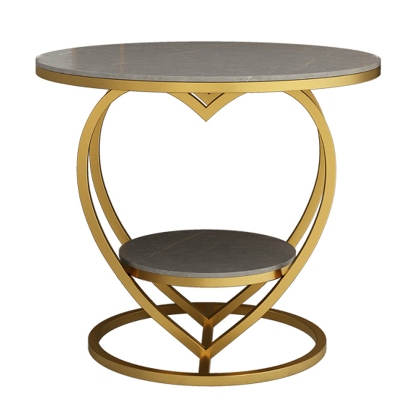 Modern 19.6"/23.6" Tall Round Slate Top Side Table Iron Abstract End Table 23.6"L x 23.6"W x 23.6"H Grey-Gold 1 Clearhalo 'Coffee & Accent Tables' 'End & Side Tables' 'end_side_tables' 'furn' 'furn_end_side_tables' 'Furniture' 'Living Room Furniture' 5551201
