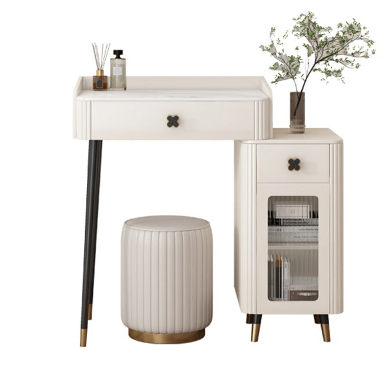 Contemporary Bedroom Storage Box Bright White Straight Feet Vanity Desk Makeup Vanity & Stools Cabinet Included Clearhalo 'Bedroom Furniture' 'furn' 'furn_makeup_vanities' 'Furniture' 'Makeup Vanities' 'makeup_vanities' 5552226
