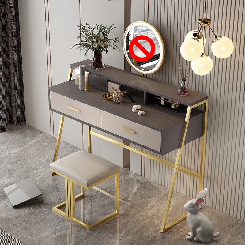 Bedroom Glam 2-Drawer Standing Storage Box Vanity Dressing Table Makeup Vanity & Stools Gold Clearhalo 'Bedroom Furniture' 'furn' 'furn_makeup_vanities' 'Furniture' 'Makeup Vanities' 'makeup_vanities' 5552433