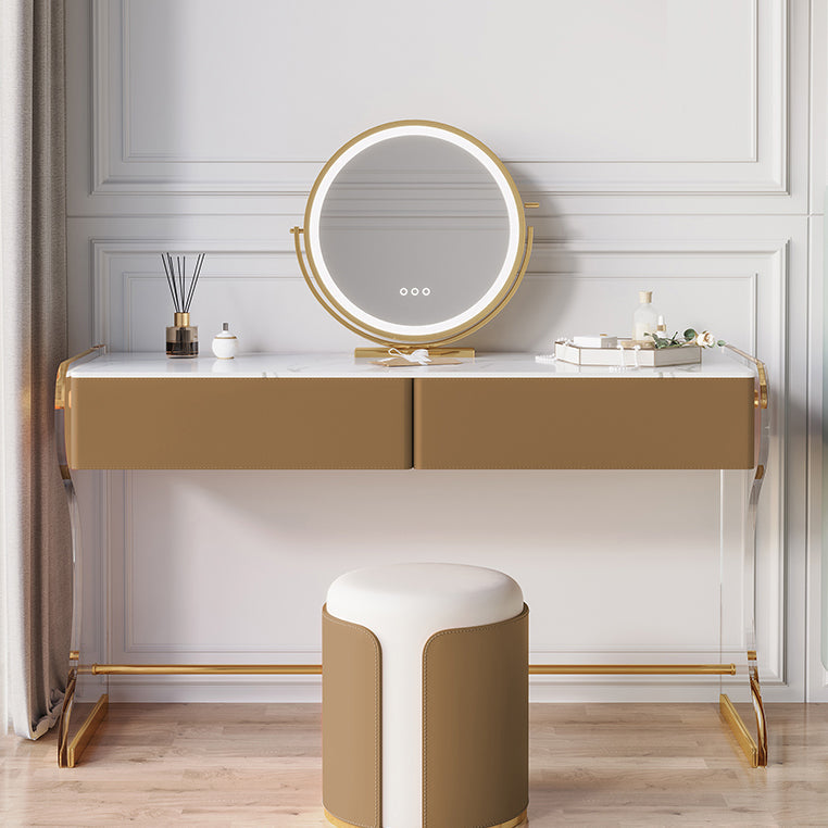 Glam Double Lades ijdelheid set marmer make-up ijdelheid voor slaapkamer