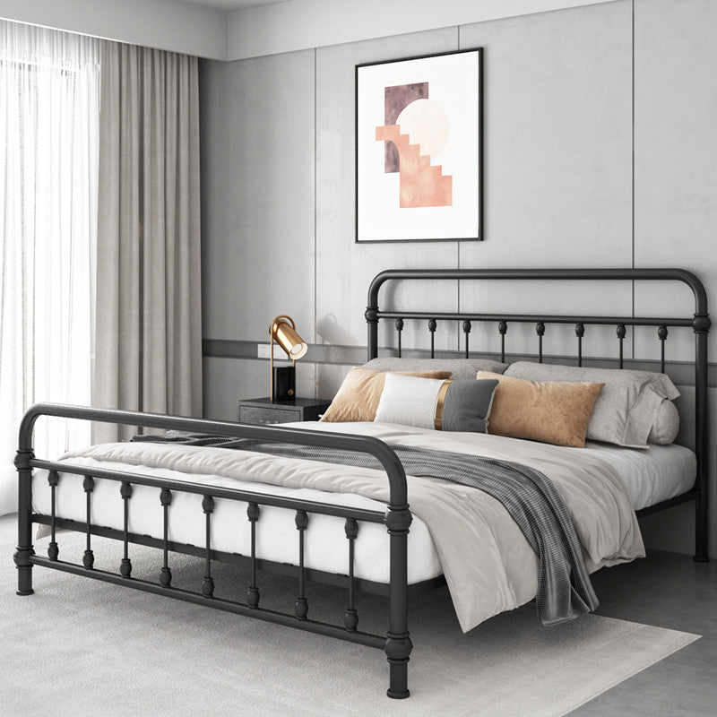 Modernism Metal Bed Frame with Headboard and Footboard 43.3" Bed Frame Full XL Black Clearhalo 'Bedroom Furniture' 'Beds' 'furn' 'furn_beds' 'Furniture' 5552693