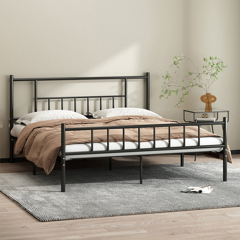 Contemporary Metal Standard Bed, Open-Frame Rectangular Headboard Bed