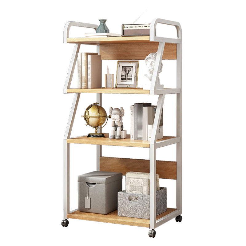 Ladder Wood and Metal Bookshelf, Multi Tiers Contemporary Bookcase for Living Room