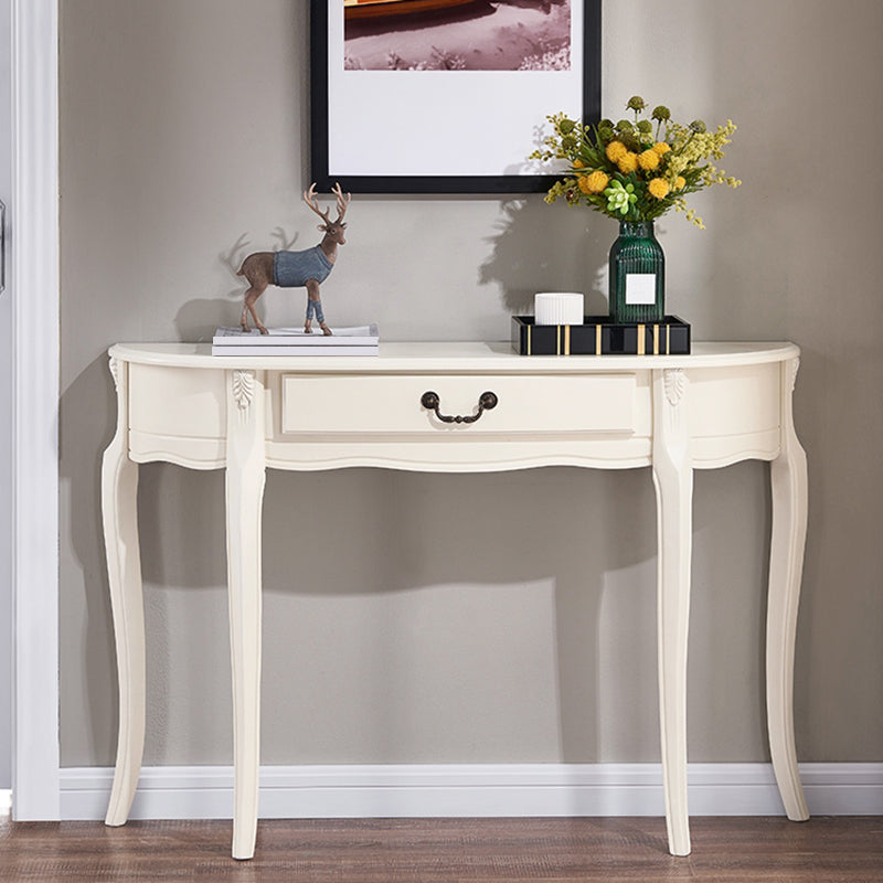 Mid-Century Modern Console Table Half Moon 4 Legs Rubbered Wood Sofa Console Table 47"L x 12"W x 33"H White Clearhalo 'Console Tables' 'console_tables' 'Entry & Mudroom Furniture' 'furn' 'furn_console_tables' 'Furniture' 5554709