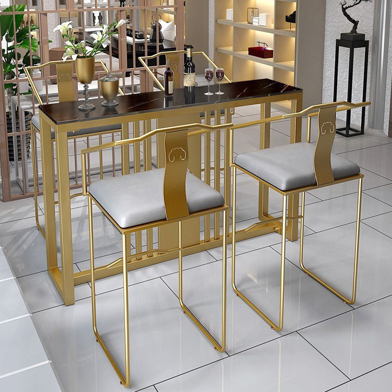 Tavolo da bar per top in pietra di pietra lucidata tavolo da pub glam con telaio metallico