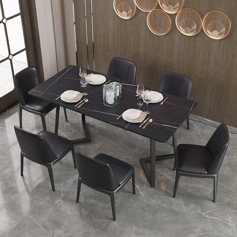 Designer 1/4/5/7 pezzi set da pranzo set rettangolare a doppio piedistallo con top in pietra