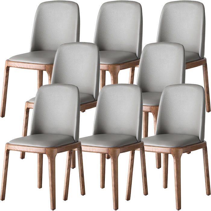 Scandinavian Armless Dining Chairs Ash Wood Frame Chair with Upholstered