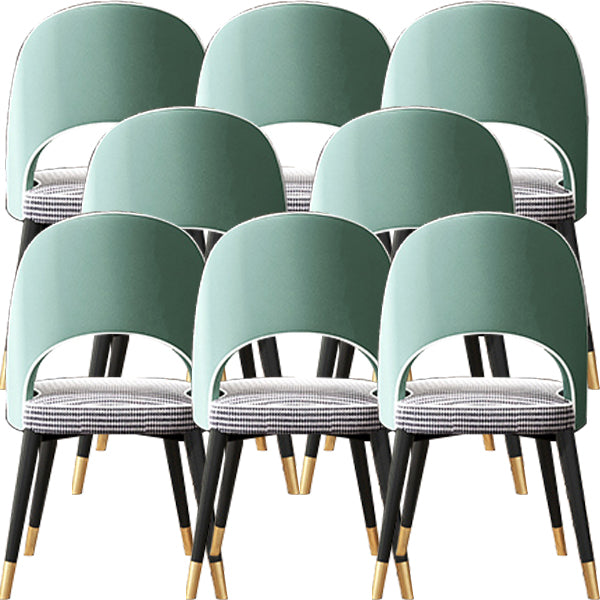 Open Back Dining Side Chair Faux Leather and Wood Armless Dining Chairs