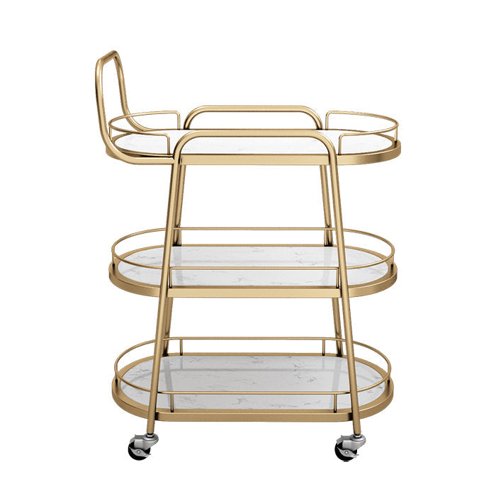 Modern 32.28"H Rolling Prep Table Metal Prep Table for Home Use Gold Faux Marble Clearhalo 'furn' 'furn_kitchen_islands_carts' 'Furniture' 'Kitchen & Dining Furniture' 'Kitchen Islands & Carts' 'kitchen_islands_carts' 5564290