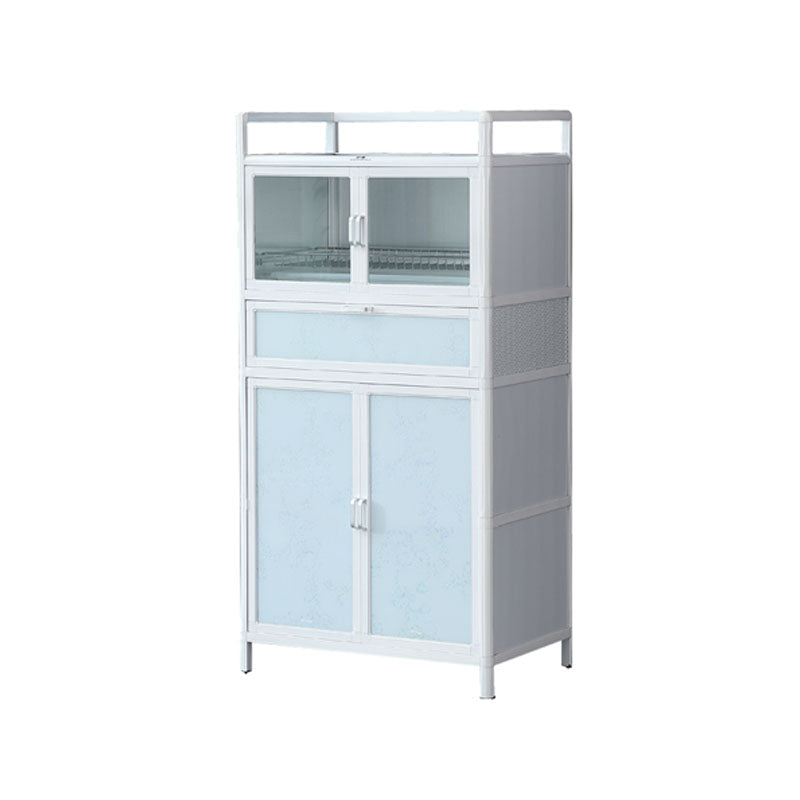 Metal Glass Doors Buffet Stand Modern Kitchen Buffet Sideboard in White Clearhalo 'buffet_sideboard' 'Buffets & Sideboards' 'furn' 'furn_buffet_sideboard' 'Furniture' 'Kitchen & Dining Furniture' 5565230