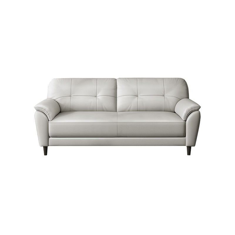 Leather Contemporary Pillow Top Arm Stain Resistant Settee Couch in White