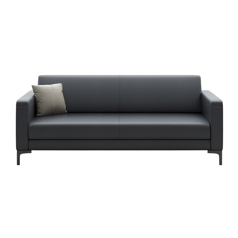 Black Square Arm Sofa Contemporary Standard Sofa for Living Room, 27.55" W
