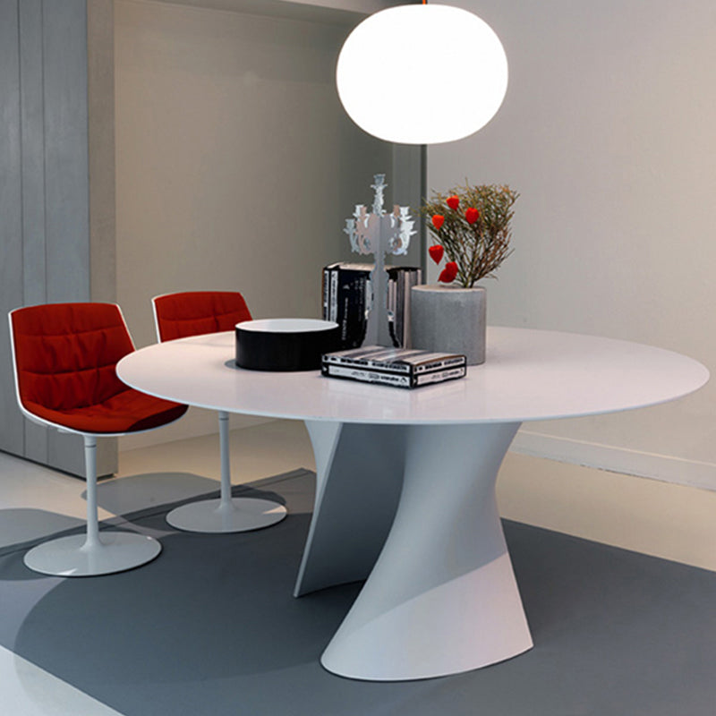 Modern Style Round Wood/Slate Table with Abstract Base Coffee Table White Clearhalo 'Coffee & Accent Tables' 'Coffee Tables' 'coffee_tables' 'furn' 'furn_coffee_tables' 'Furniture' 'Living Room Furniture' 5566868