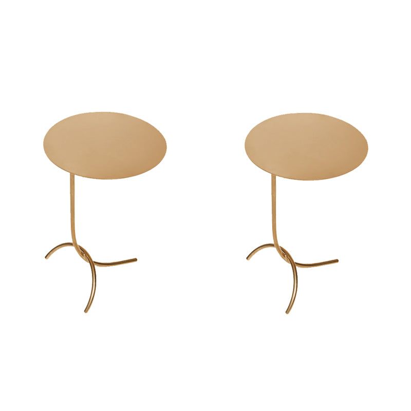 Mid-Century Stainless Steel Round Top Side Table 11-inch Pedestal End Table Gold 2 Clearhalo 'Coffee & Accent Tables' 'End & Side Tables' 'end_side_tables' 'furn' 'furn_end_side_tables' 'Furniture' 'Living Room Furniture' 5567493