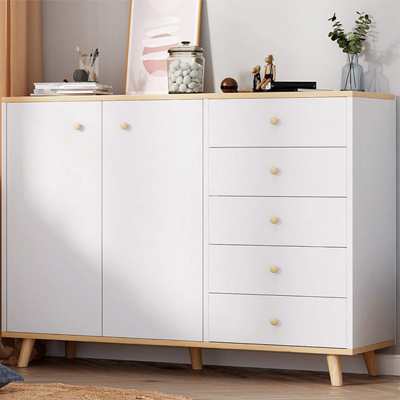 Contemporary Rectangle Side Cabinet with Drawers Wood Accent Chest 47"L x 14"W x 36"H White Clearhalo 'Cabinets & Chests' 'cabinets_chests' 'furn' 'furn_cabinets_chests' 'Furniture' 'Living Room Furniture' 5567805