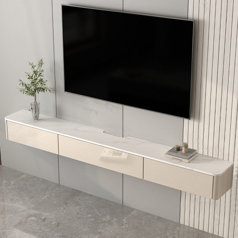 Console TV a parete moderna in legno con cassetti e porte, 9,5 "D x 7" H