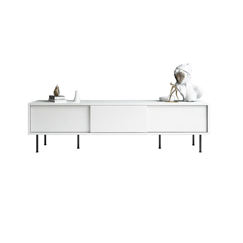 Moderna console TV in legno in legno bianco chiuso con porta scorrevole