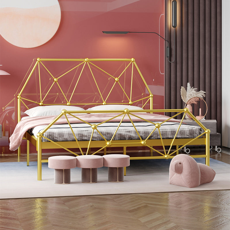 Lit standard métallique glamour, cadre de lit de tête de lit ouverte avec pied de lit