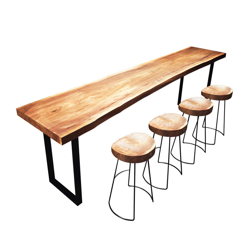 Mesa de barra de madera maciza rectangular industrial Juego de mesa 1/5/7 Piezas de mostrador con heces