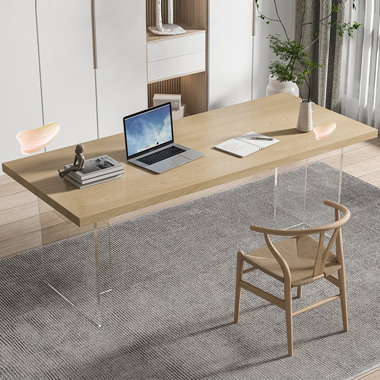 Rectangle Office Table Industrial Solid Wood Home Working Desk - Clearhalo