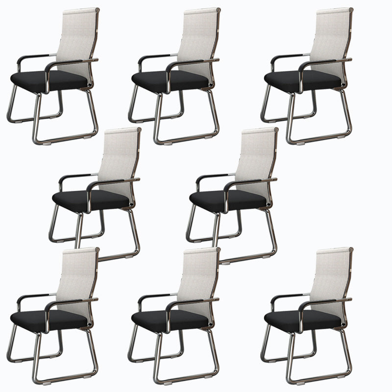 Chaise de bureau à dos en acier à dos moyen de bureau fixe de bureau avec base de traîneau