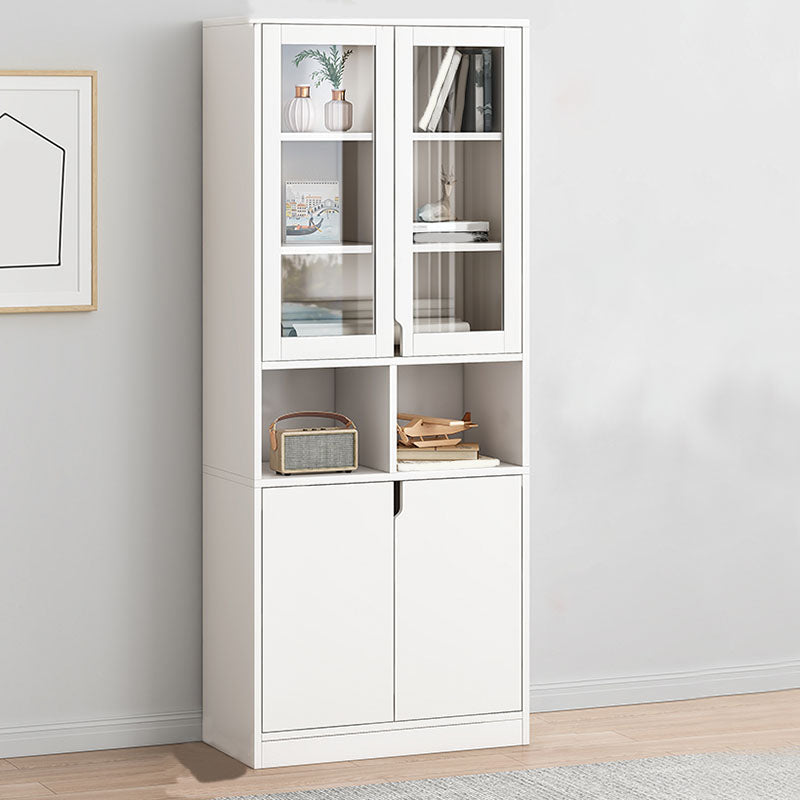 Closed Wooden Bookcase Modern Home Living Room Bedroom Standard Bookshelf 31.5"L x 11.8"W x 72.0"H White Artificial Wood with Glass Clearhalo 'Bookcases' 'furn' 'furn_bookcases' 'Furniture' 'Office Furniture' 5574253
