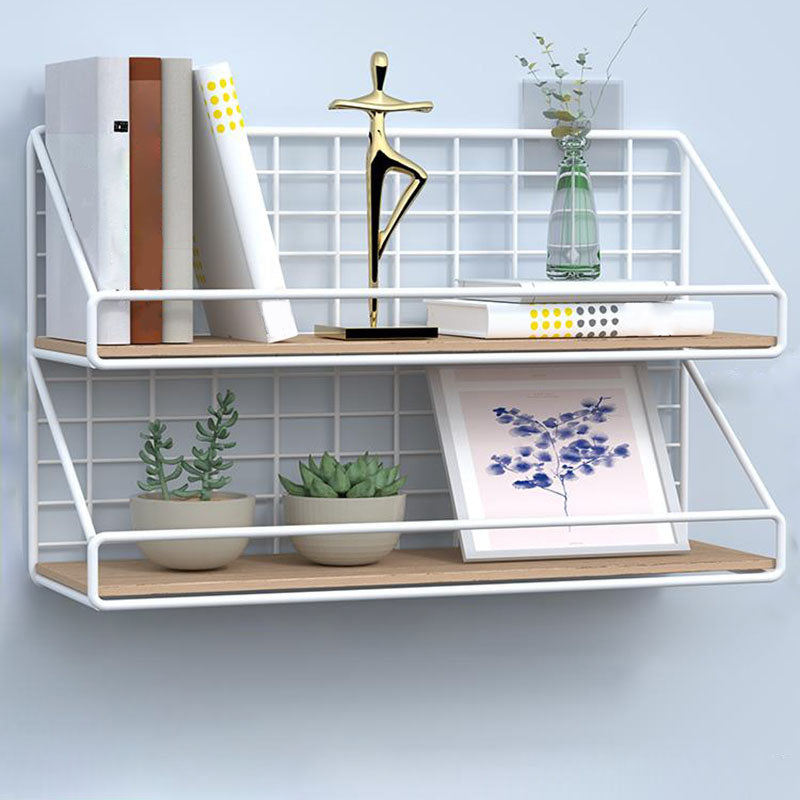 Modern Metal Bookcase, Geometric Bookshelf for Any Room, 6.5" W 17.7"L x 6.3"W x 16.1"H White Clearhalo 'Bookcases' 'furn' 'furn_bookcases' 'Furniture' 'Office Furniture' 5574274