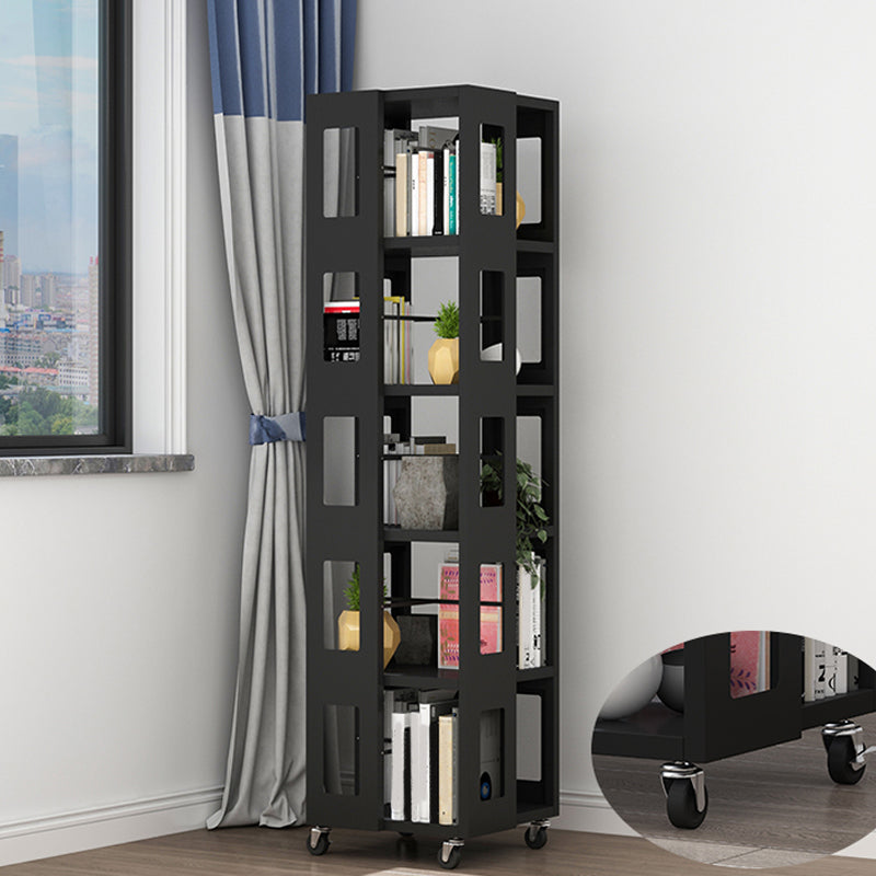 Open Back Bookshelf Modern Metal Geometric Rotatable Bookcase