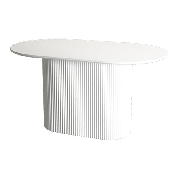 Oval Sintered Stone Dining Table Modern Home Dining Table with Wood Pedestal Base