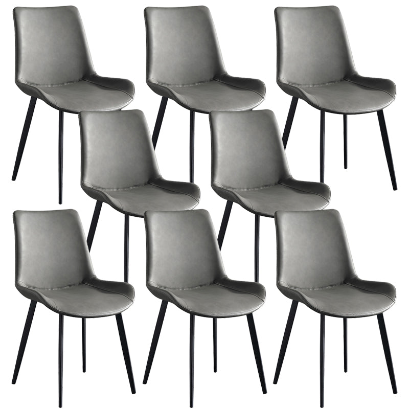 Faux Leather Upholstered Dining Chairs Modern Armless Home Side Chair