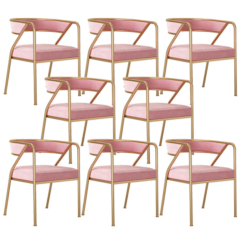 Glam Style Arm Dining Chairs Gold Iron Frame Open Back Dining Side Chair