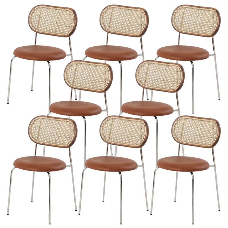 Contemporary Armless Dining Chairs Faux Leather Upholstered Dining Side Chair