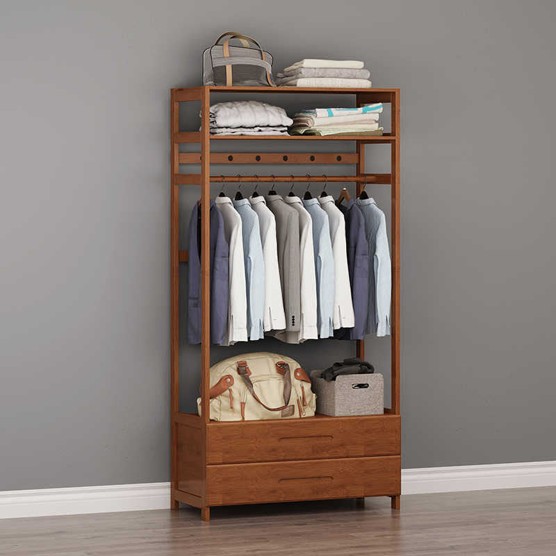 Zeitgenössische Holzattrack Hängende Schiene und Regale Aufbewahrungsbleiderbügel