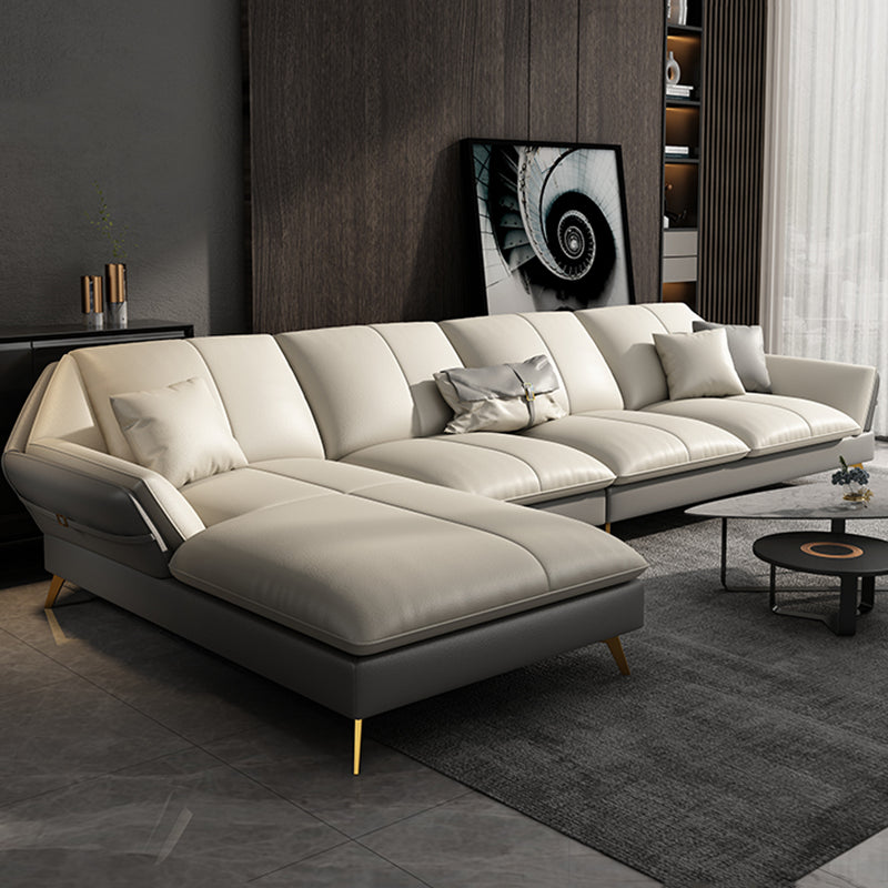 Collapsible Armrest Cushioned Backrest Sofa Bed Sponge Padded Sofa Grey Left Clearhalo 'furn' 'furn_sectionals' 'Furniture' 'Living Room Furniture' 'Sectionals' 5583429