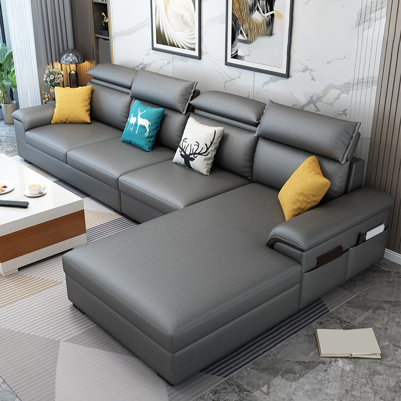 Divano in stile moderno telaio in legno solido imitazione in pelle divano bracciolo incorporato