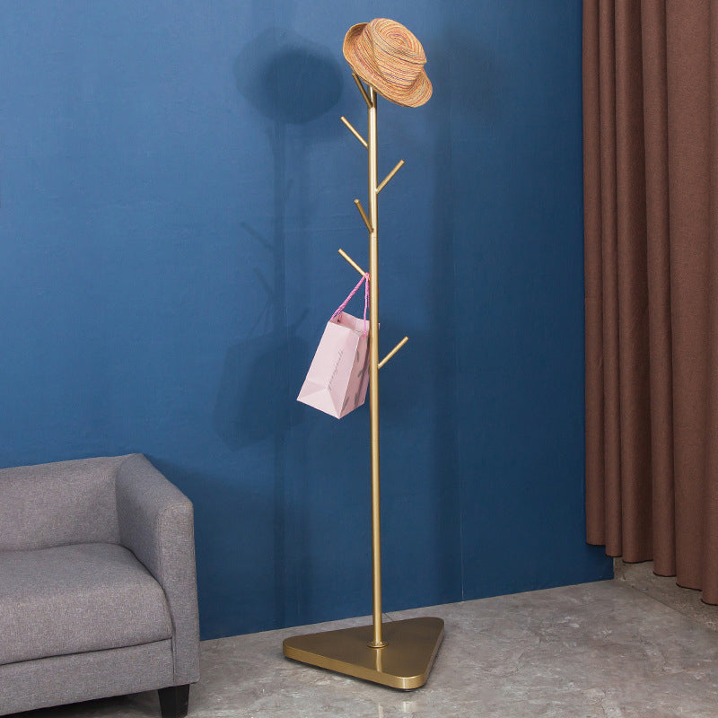 Contemporary Coat Rack Coat Hooks Metal Coat Rack with Triangular Base