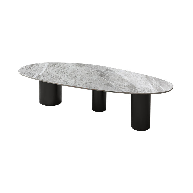 3 Legs Oval Coffee Table Minimalist Slate Coffee Table for Living Room