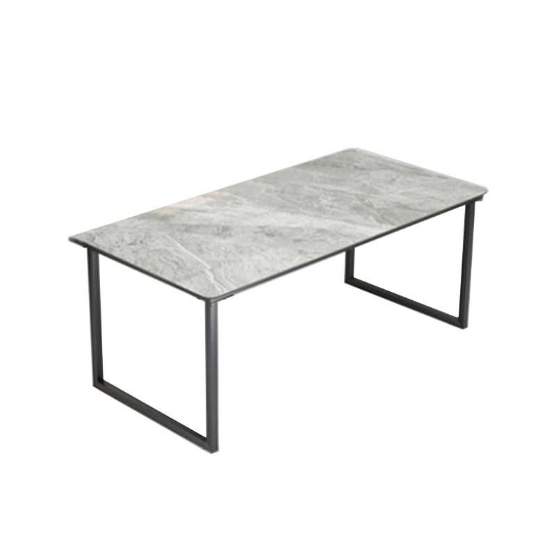 Modern Style Slate Table with Rectangular Black Metal Sleigh Base Coffee Table Light Gray Clearhalo 'Coffee & Accent Tables' 'Coffee Tables' 'coffee_tables' 'furn' 'furn_coffee_tables' 'Furniture' 'Living Room Furniture' 5584490