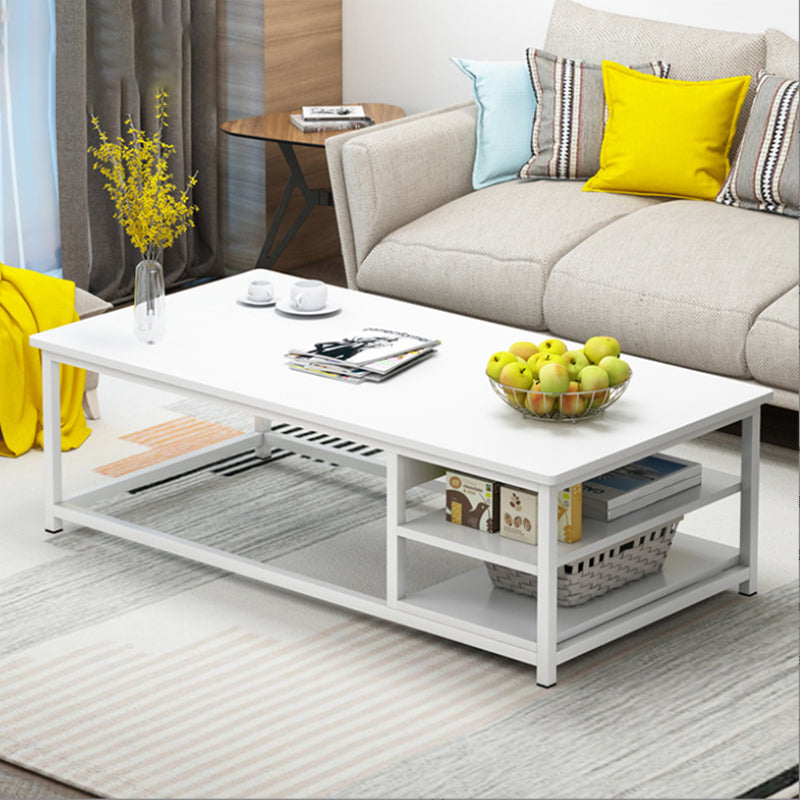 Modern Style Rectangular Wood Table with Black/bass and Metal Frame Base Coffee Table