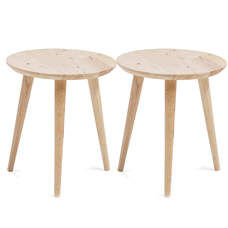 Dia 15.75" Wood Round End Table Natural Nordic 3 Legs Side Table