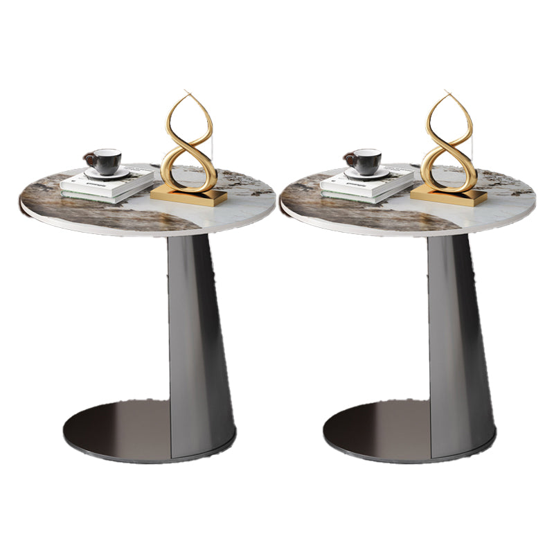 Metal C Side Table Contemporary Round Side End Table with Slate Top White Grey 2 Clearhalo 'Coffee & Accent Tables' 'End & Side Tables' 'end_side_tables' 'furn' 'furn_end_side_tables' 'Furniture' 'Living Room Furniture' 5585448