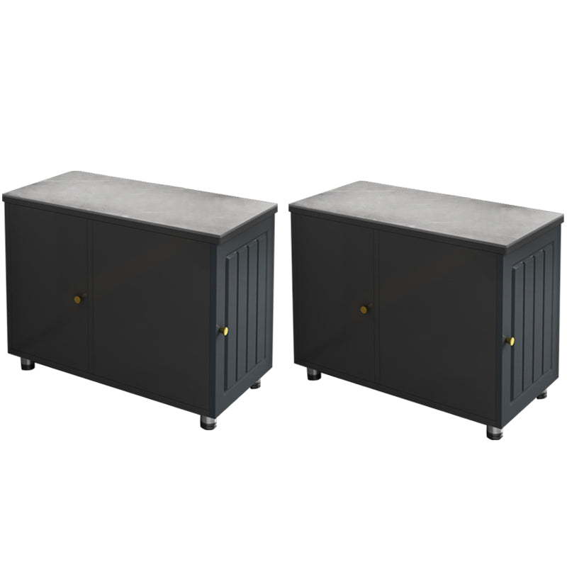 Rectangular Stone Side Table 24.41" Tall 2-Door End Table with Storage Gray 2 Clearhalo 'Coffee & Accent Tables' 'End & Side Tables' 'end_side_tables' 'furn' 'furn_end_side_tables' 'Furniture' 'Living Room Furniture' 5585584