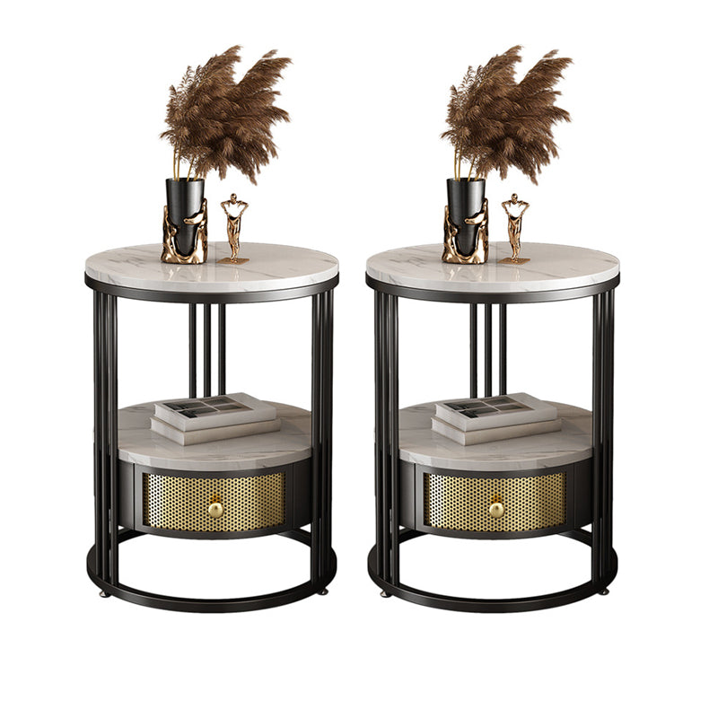 Steen 23,62-inch hoog Modern frame Sidetafel 1-plank 1-lading Witte eindtafel