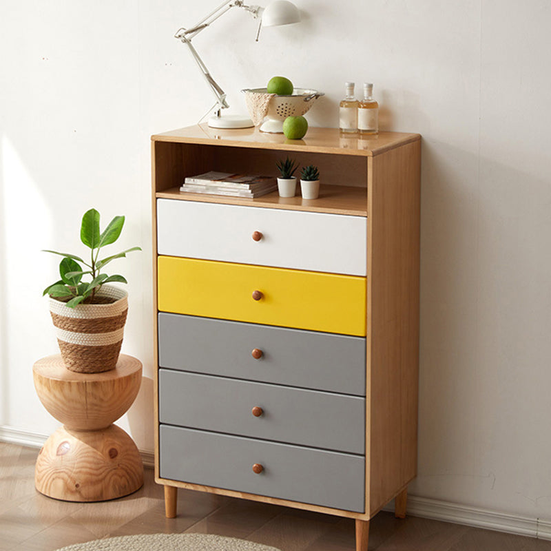 Moderne massieve houten borst met 4 natuurlijke benen en zachte close -laden