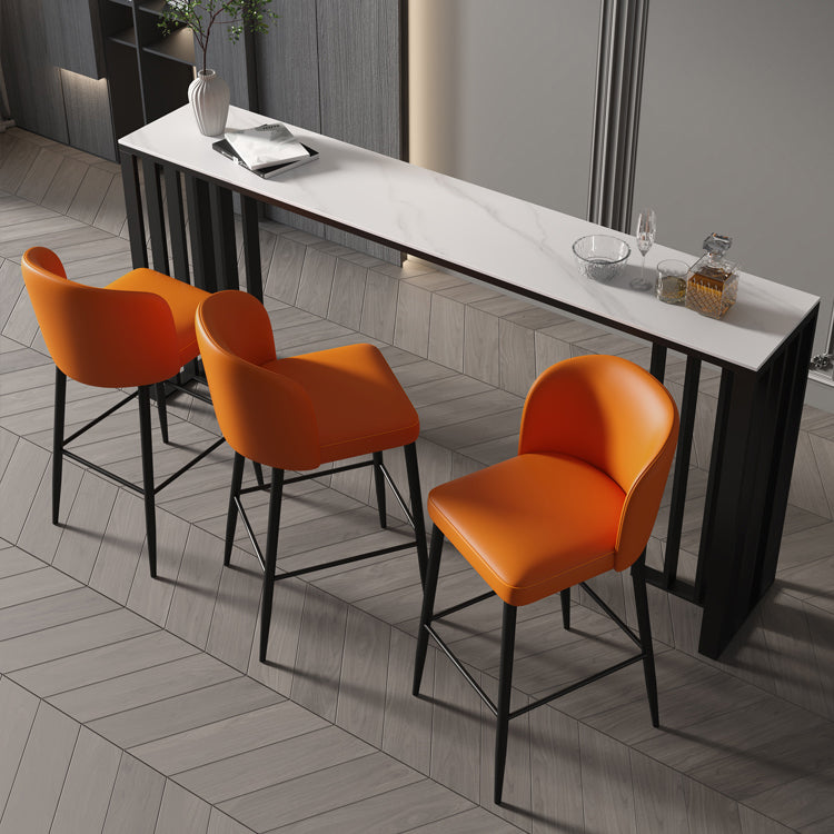 Tavolo da bistrot top di pietra rettangolare tavolo da pub moderno con base metallica