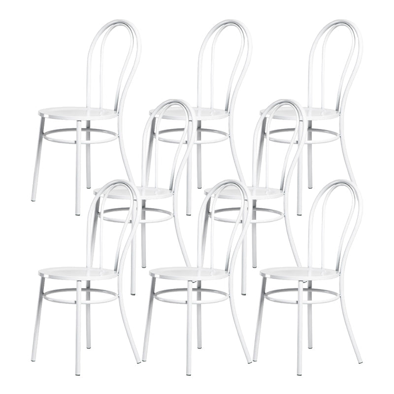 White and Black Dining Chairs Industrial Iron Armless Dining Side Chair White 8 Piece Set Clearhalo 'Dining Chairs' 'Dining Tables & Seating' 'dining_chair' 'furn' 'furn_dining_chair' 'Furniture' 'Kitchen & Dining Furniture' 5589664